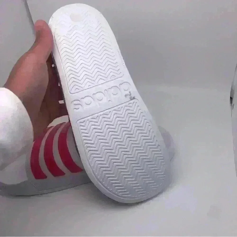 Adidas Pink & White Slides Sz 6